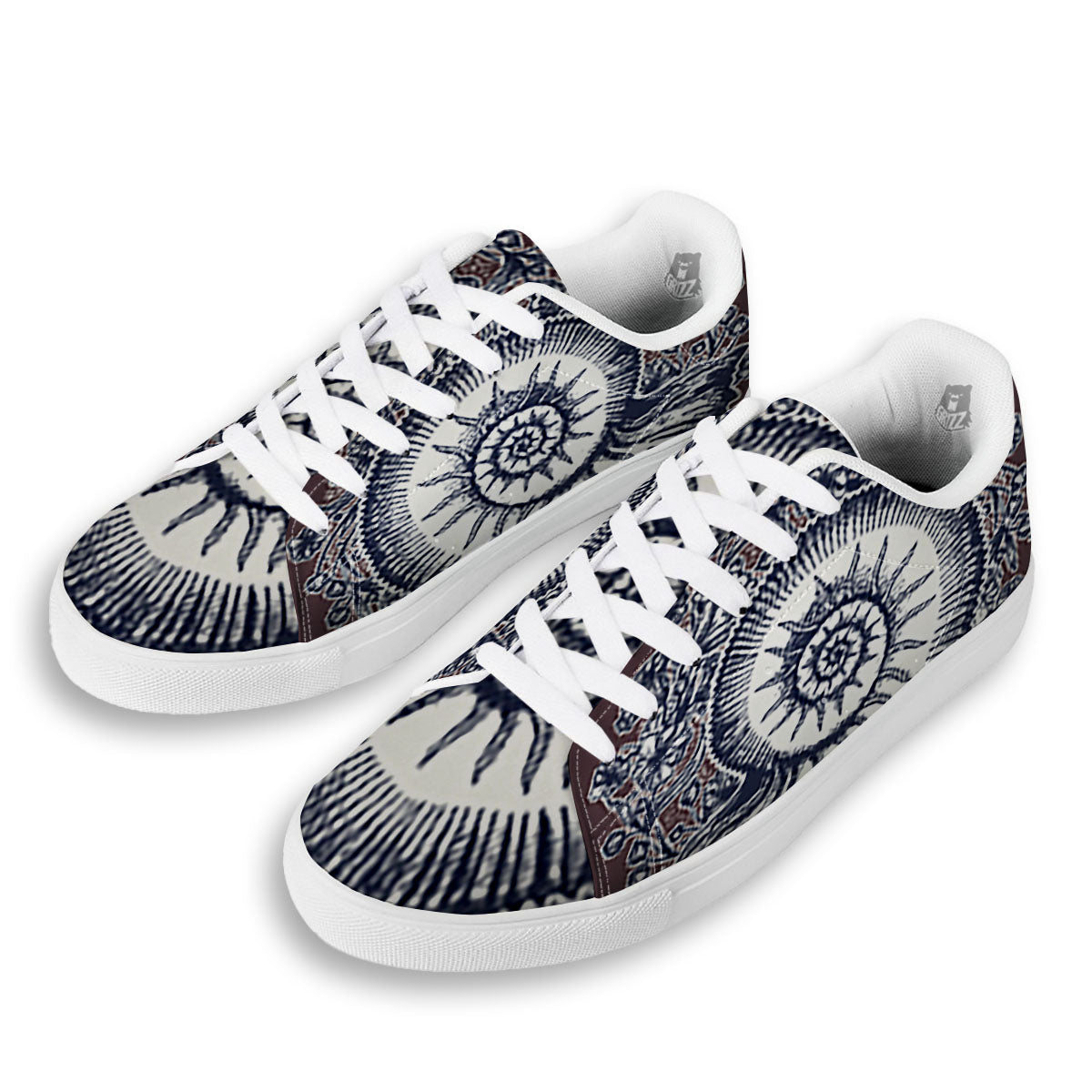 Fossil Ammonite Shell Print White Low Top Sneakers-grizzshop