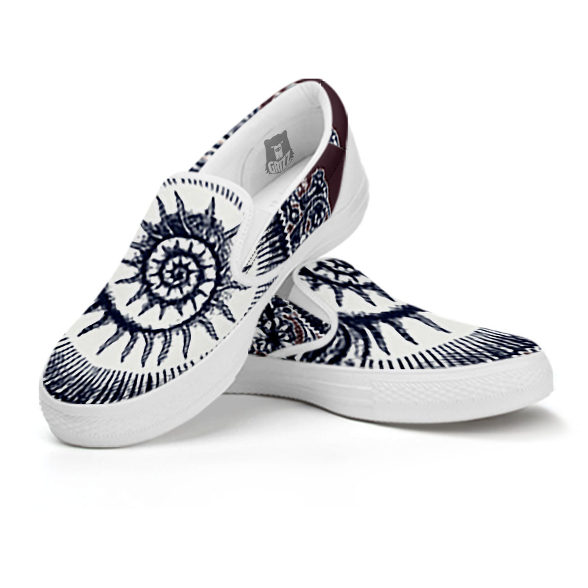 Fossil Ammonite Shell Print White Slip On Shoes-grizzshop