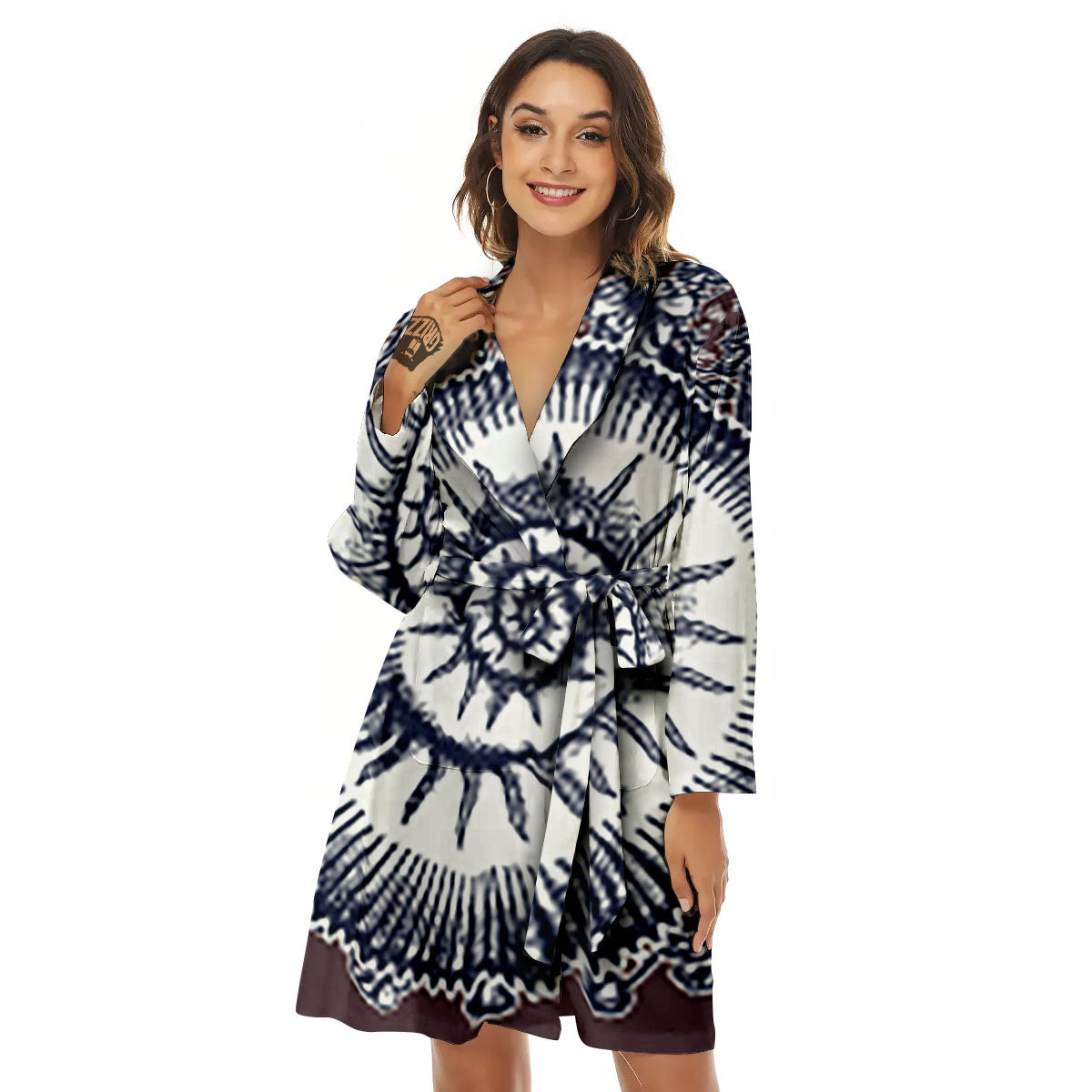 Fossil Ammonite Shell Print Women's Robe-grizzshop