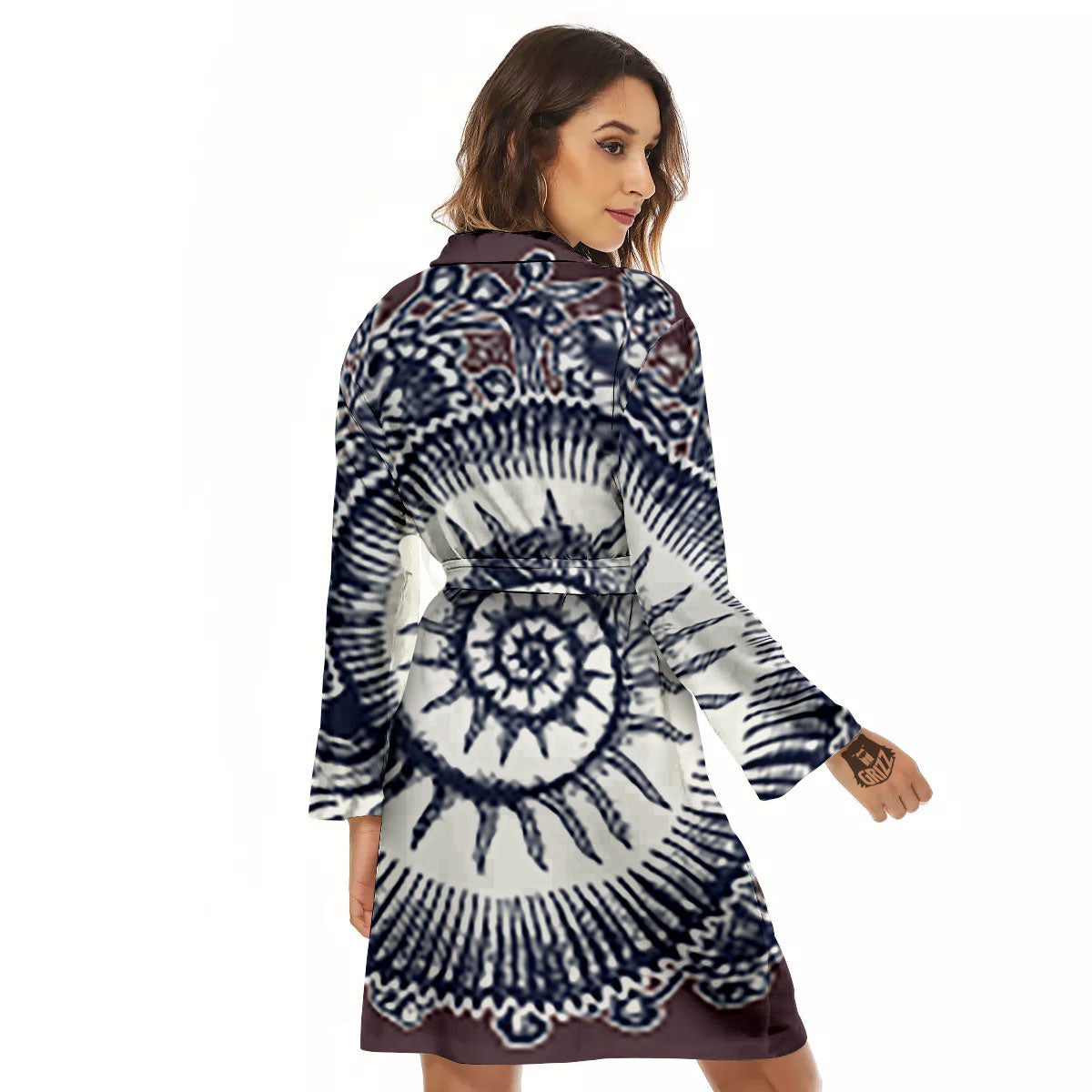 Fossil Ammonite Shell Print Women's Robe-grizzshop