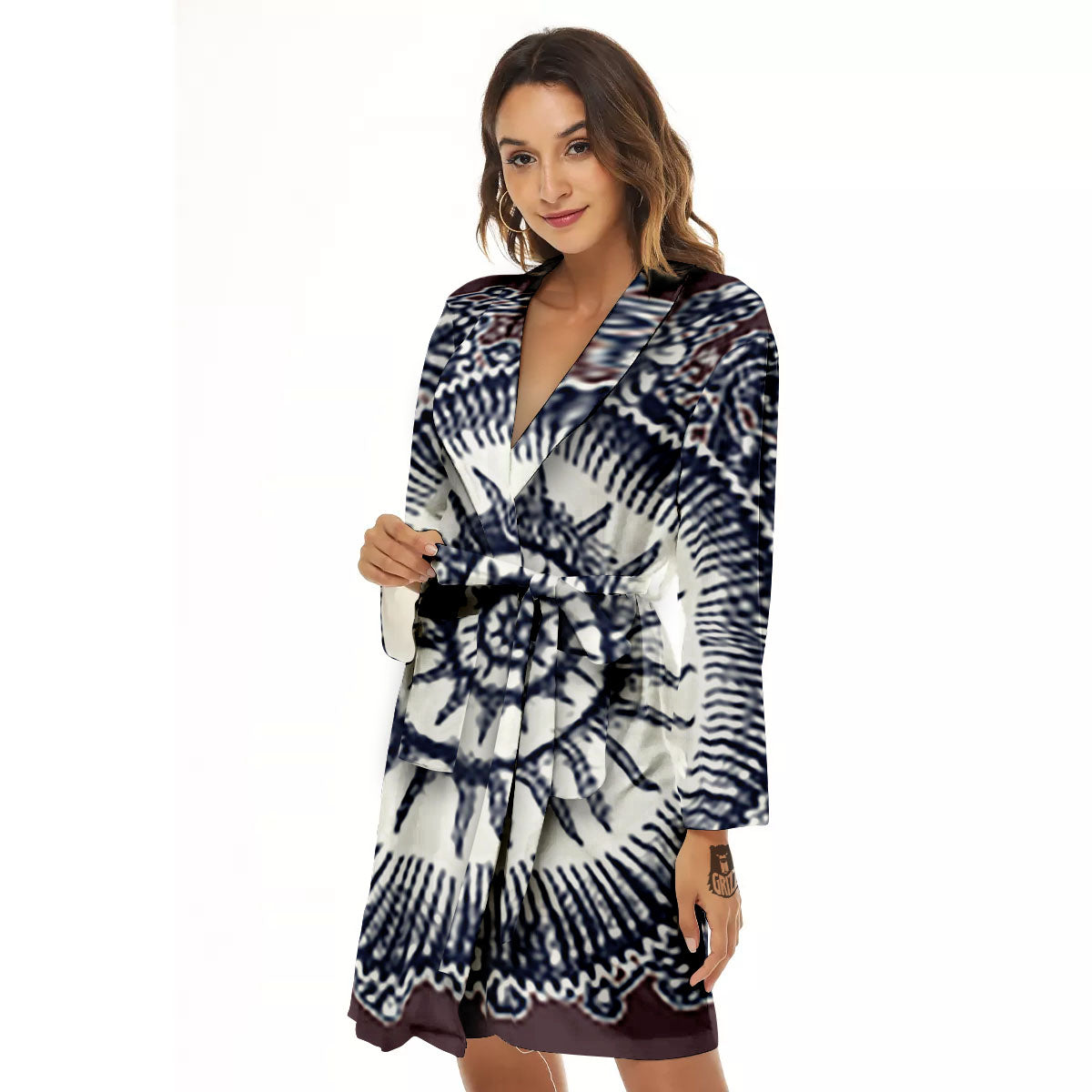 Fossil Ammonite Shell Print Women's Robe-grizzshop