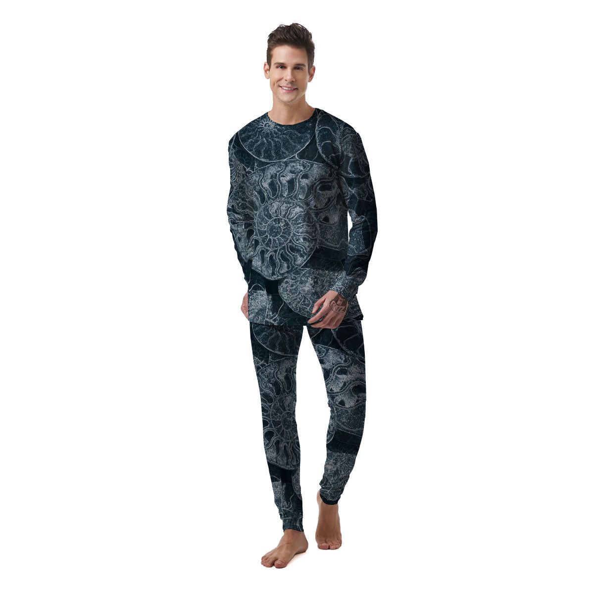 Fossil Ammonoidea Print Men's Pajamas-grizzshop