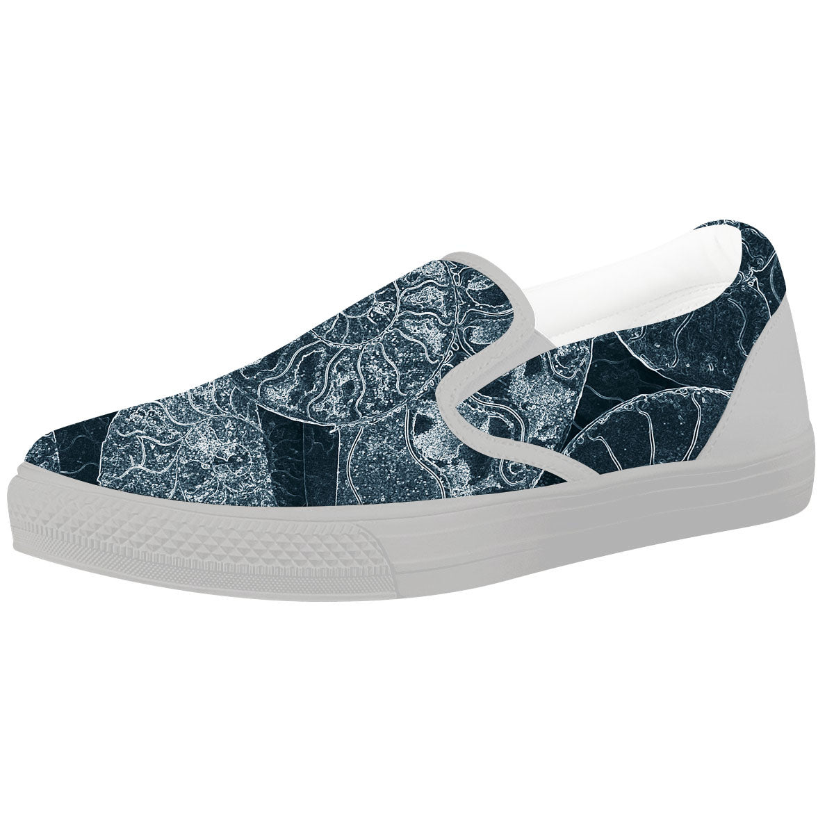 Fossil Ammonoidea Print White Slip On Shoes-grizzshop