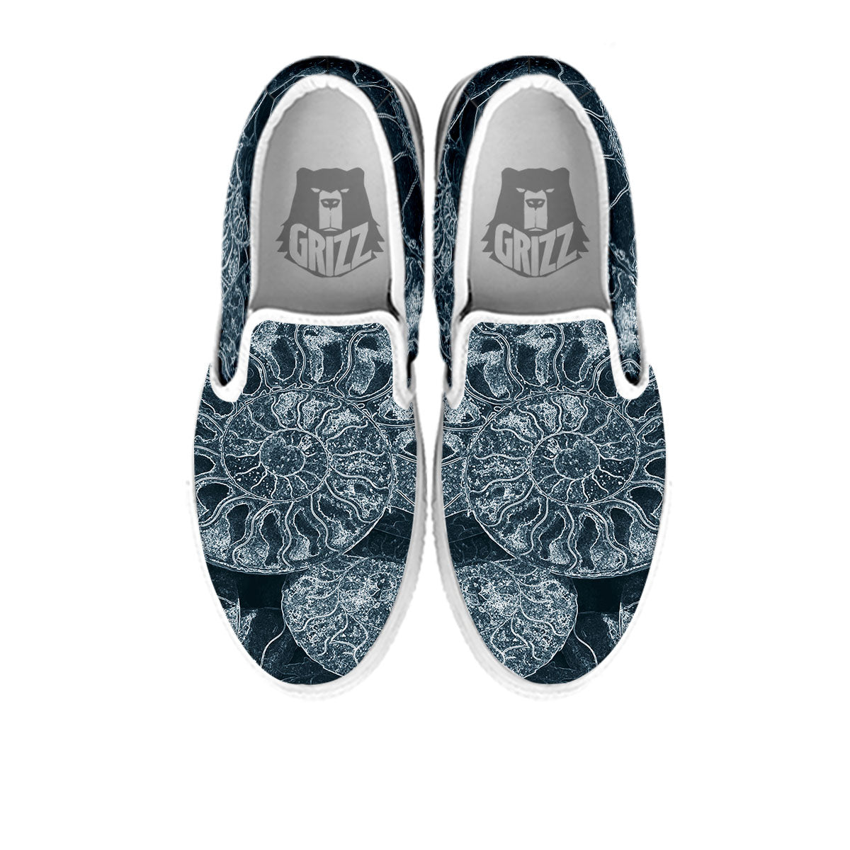 Fossil Ammonoidea Print White Slip On Shoes-grizzshop