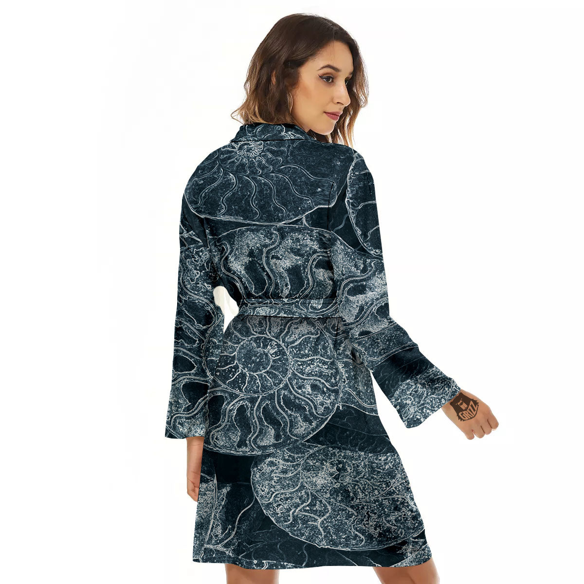 Fossil Ammonoidea Print Women's Robe-grizzshop