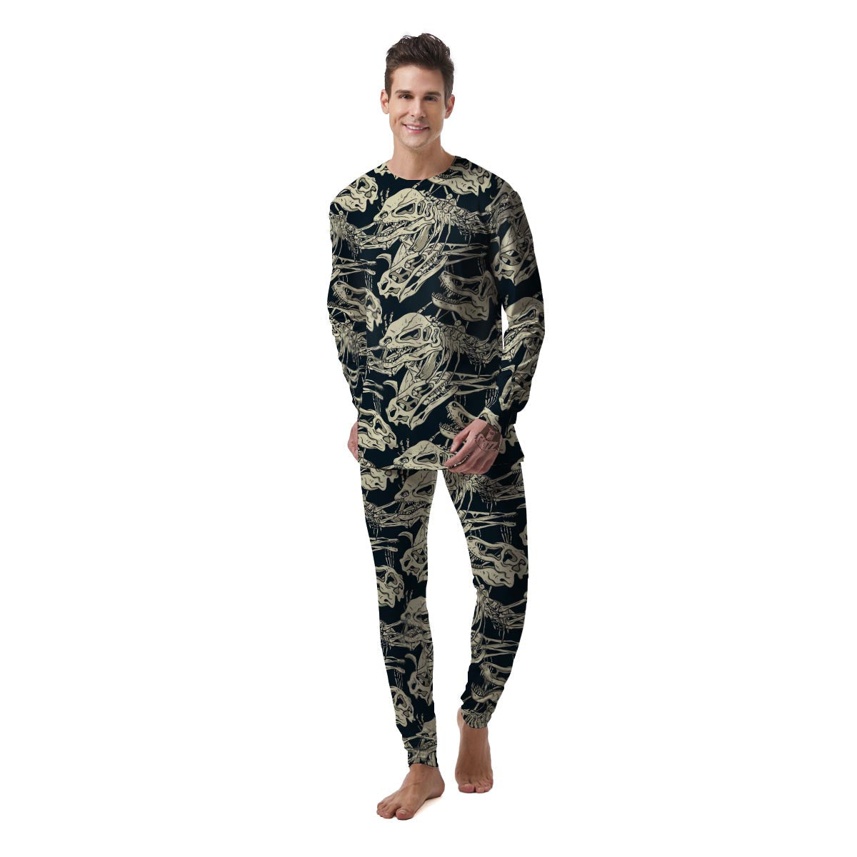 Fossil Dino And T Rex Print Pattern Men's Pajamas-grizzshop