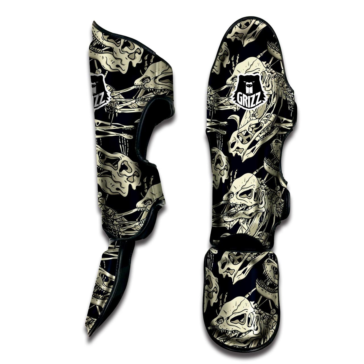 Fossil Dino And T Rex Print Pattern Muay Thai Shin Guards-grizzshop