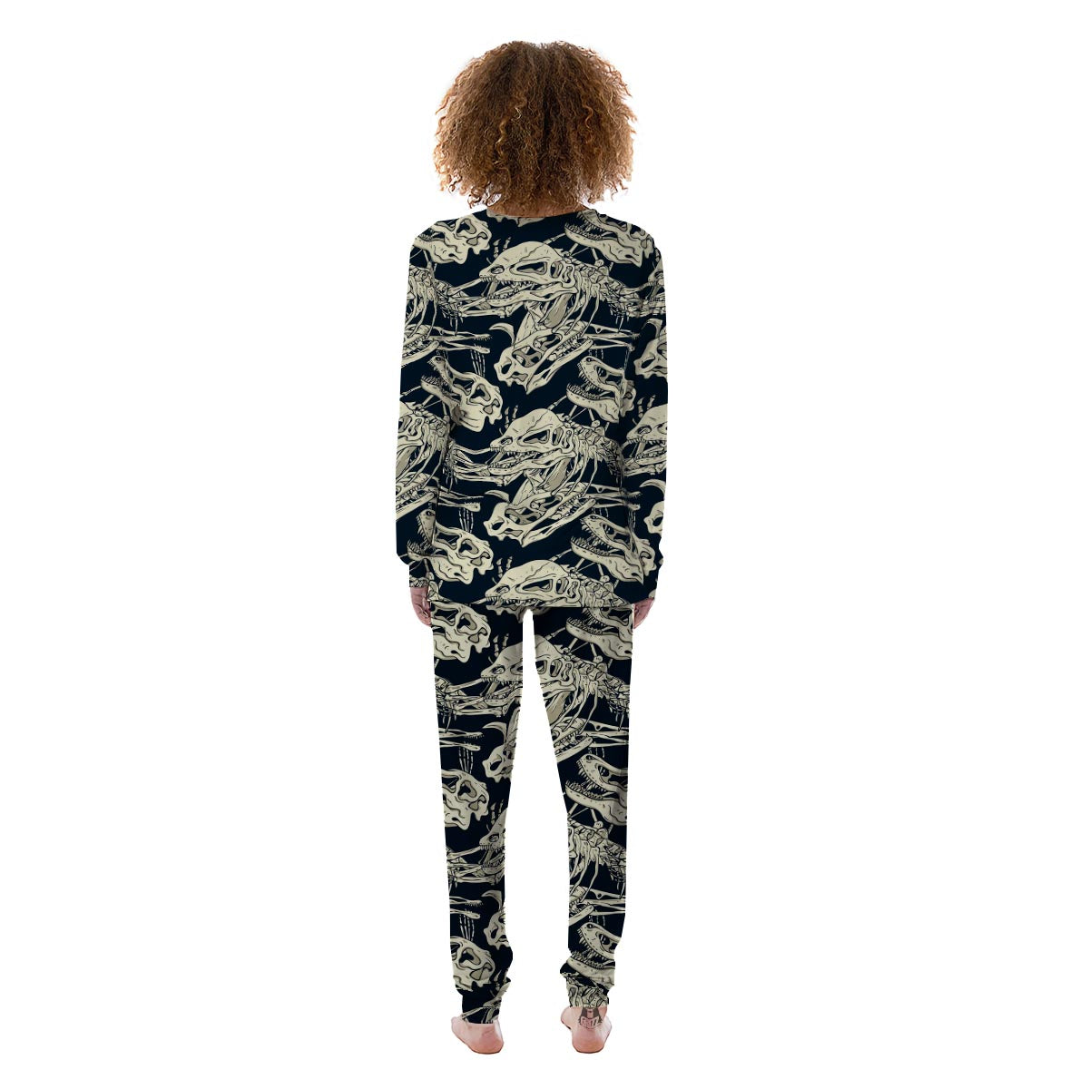 Fossil Dino And T Rex Print Pattern Women's Pajamas-grizzshop