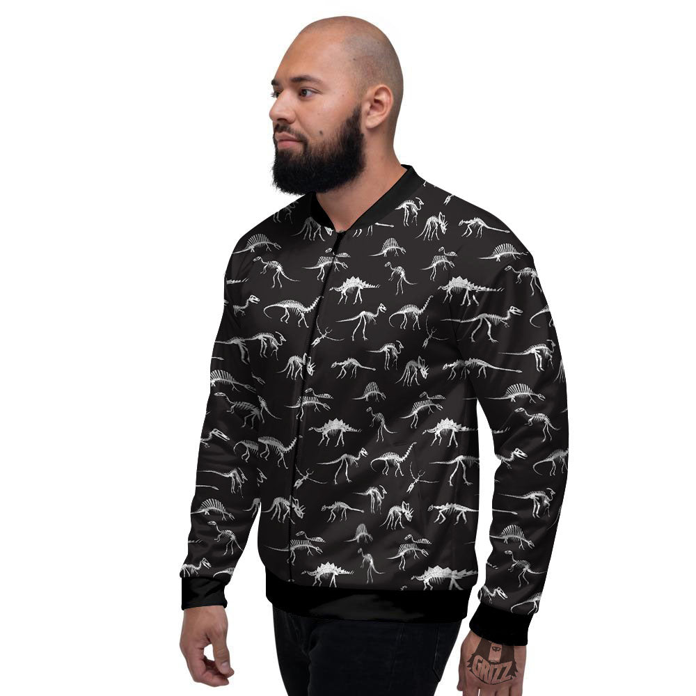 Fossil Dino Skeleton Print Pattern Men's Bomber Jacket-grizzshop