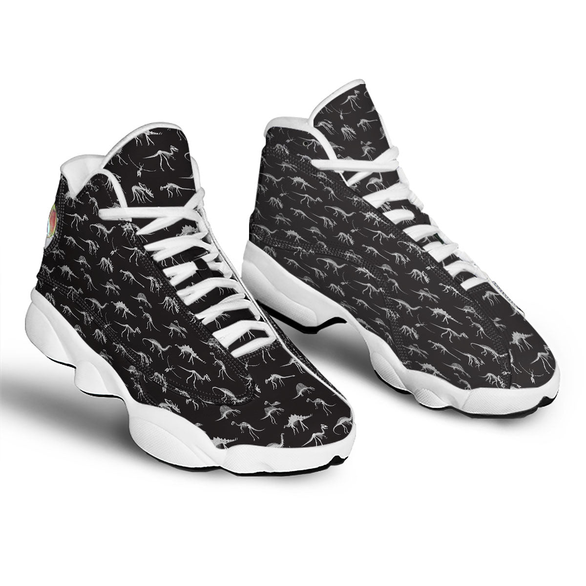 Fossil Dino Skeleton Print Pattern White Basketball Shoes-grizzshop