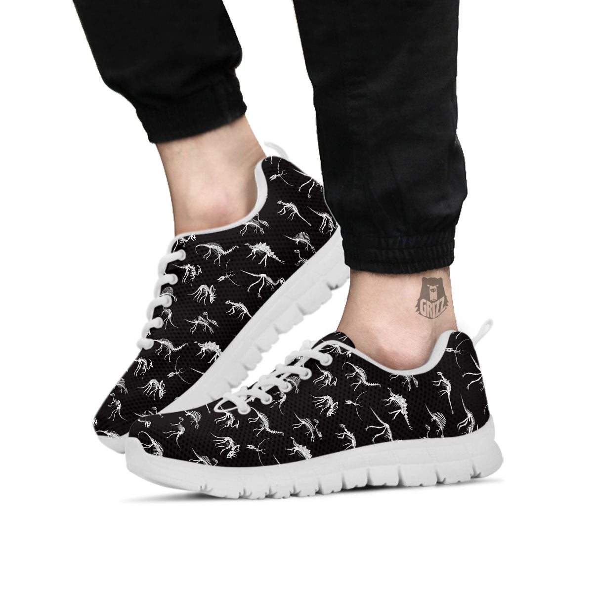 Fossil Dino Skeleton Print Pattern White Sneaker-grizzshop
