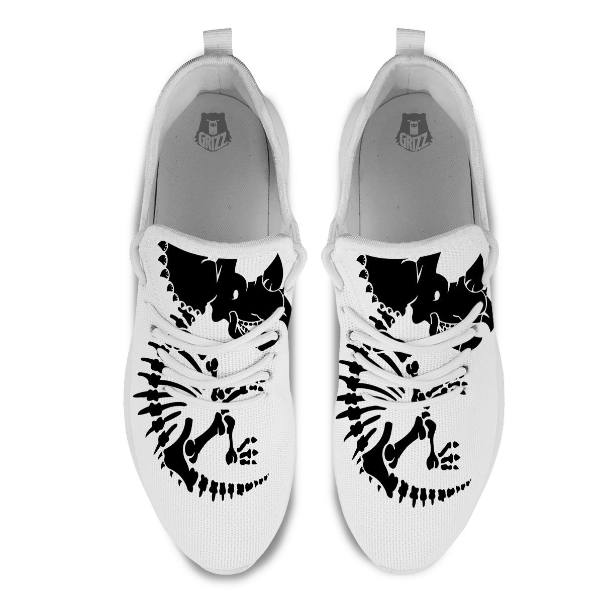 Fossil Dinosaur Monochrome Print White Athletic Shoes-grizzshop