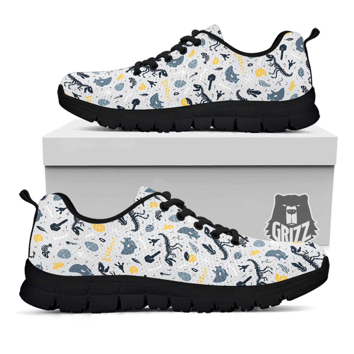 Fossil Dinosaur Print Pattern Black Sneaker-grizzshop