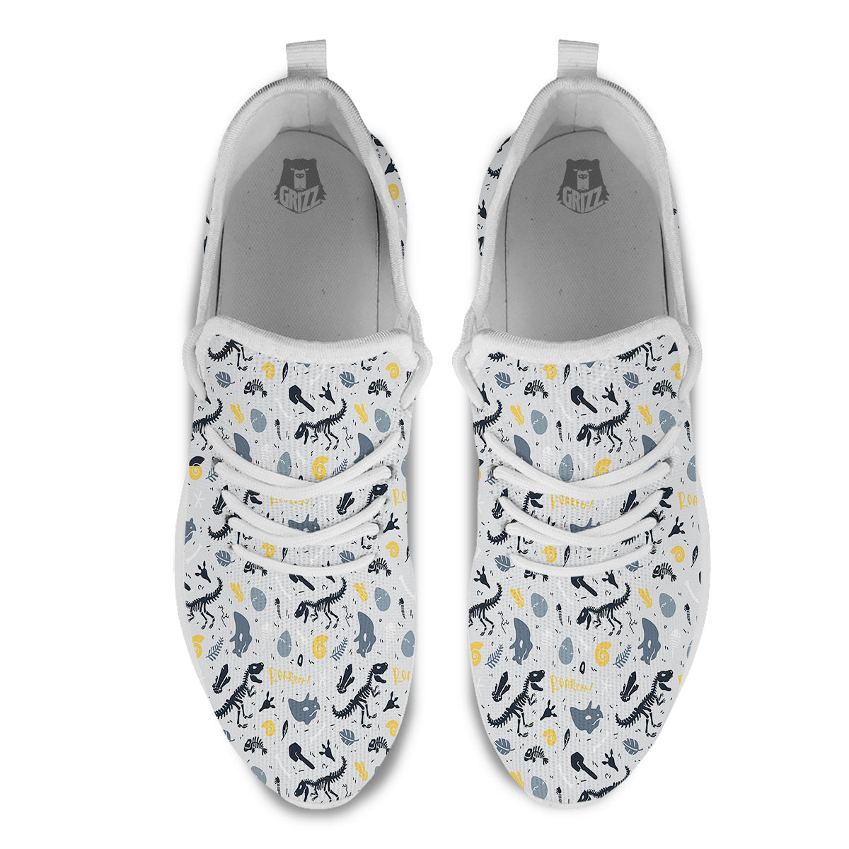 Fossil Dinosaur Print Pattern White Athletic Shoes-grizzshop