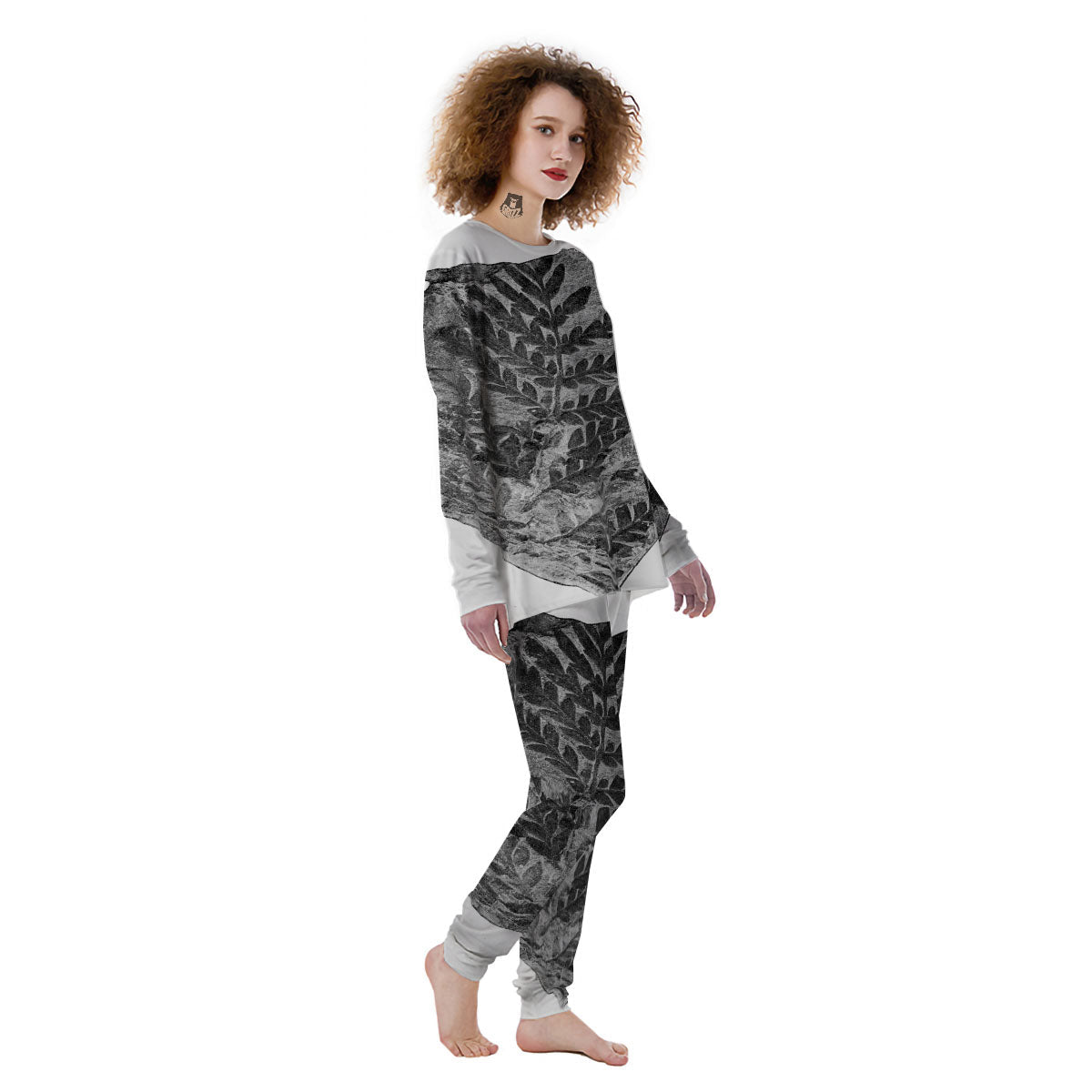 Fossil Fern Print Women's Pajamas-grizzshop