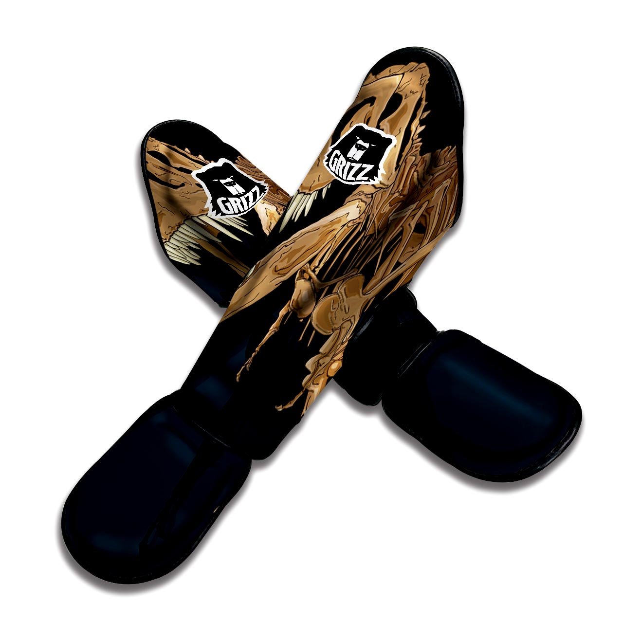 Fossil T-Rex Print Muay Thai Shin Guards-grizzshop