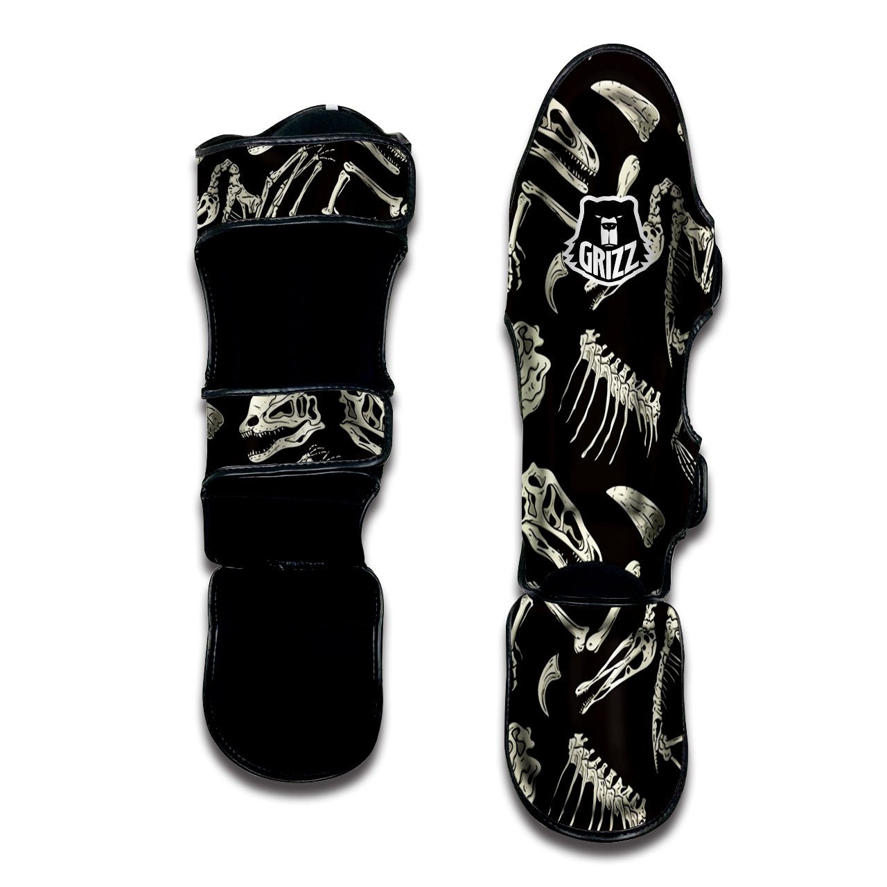 Fossil Tyrannosaurus Dino Print Pattern Muay Thai Shin Guards-grizzshop