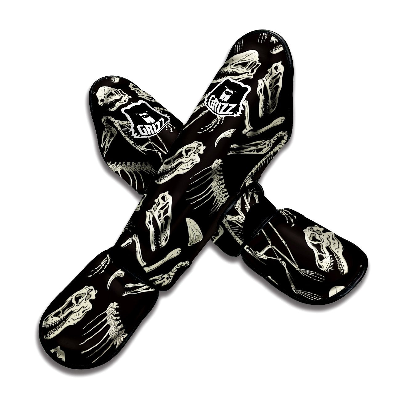 Fossil Tyrannosaurus Dino Print Pattern Muay Thai Shin Guards-grizzshop