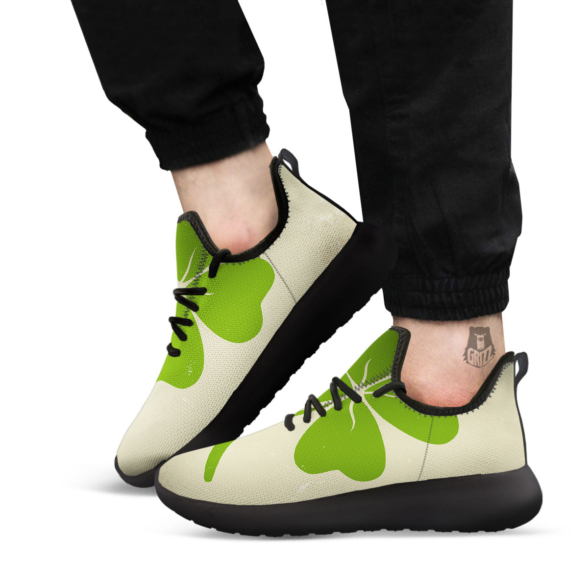 Four Leaf Clovers Irish Print Black Athletic Shoes-grizzshop