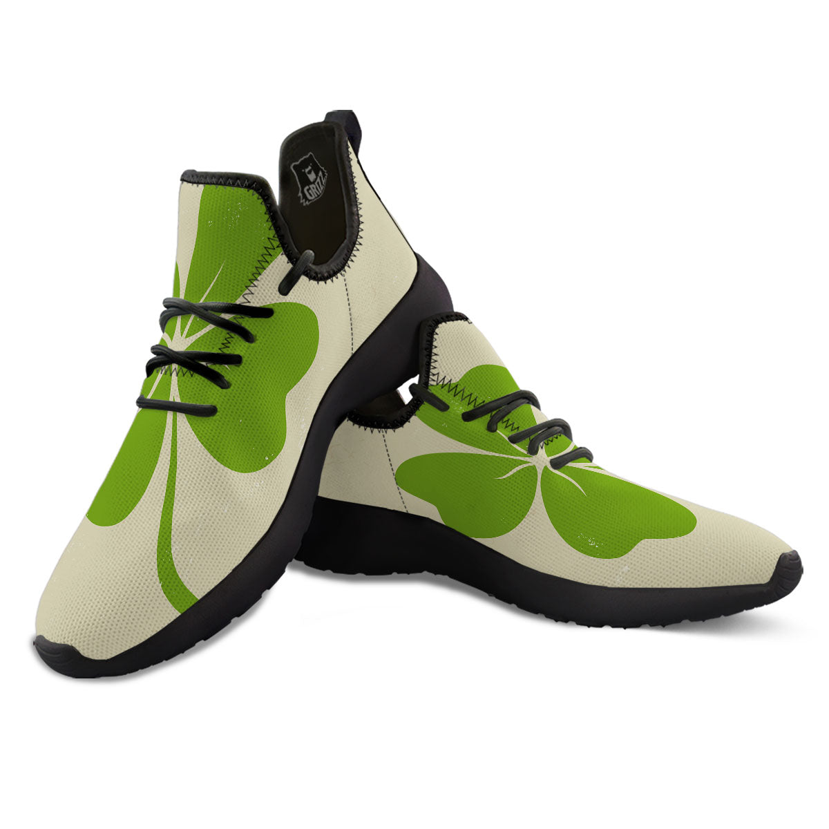 Four Leaf Clovers Irish Print Black Athletic Shoes-grizzshop