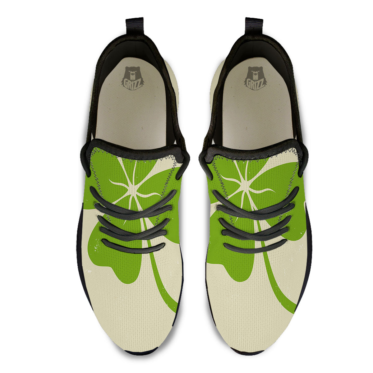 Four Leaf Clovers Irish Print Black Athletic Shoes-grizzshop