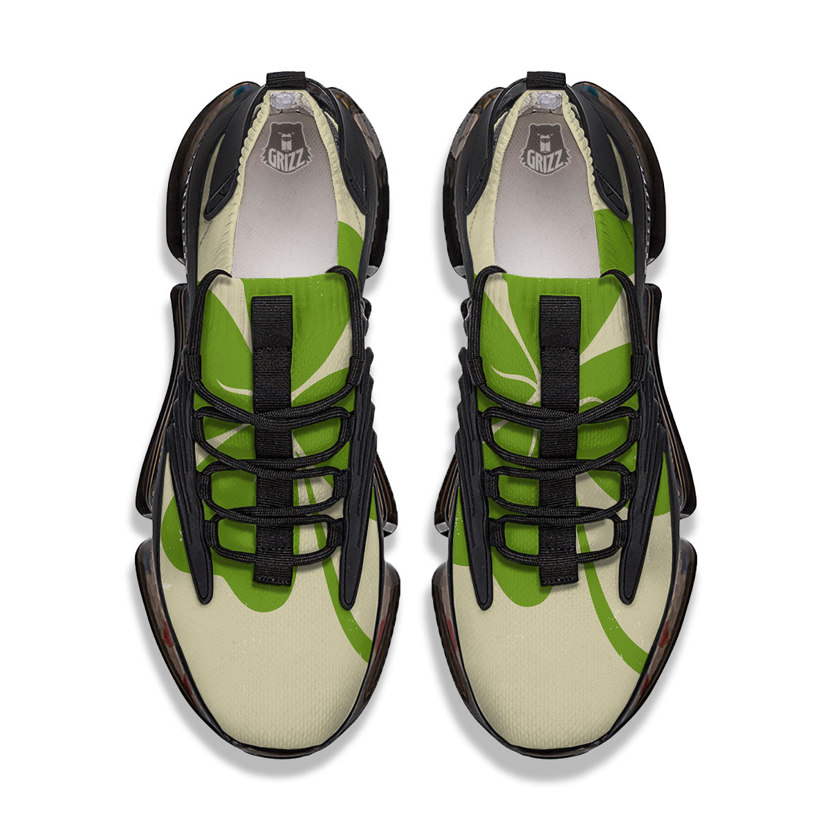 Four Leaf Clovers Irish Print Black Gym Shoes-grizzshop