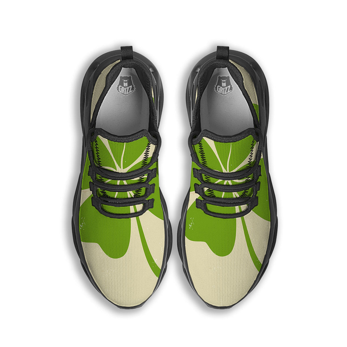 Four Leaf Clovers Irish Print Black Running Shoes-grizzshop