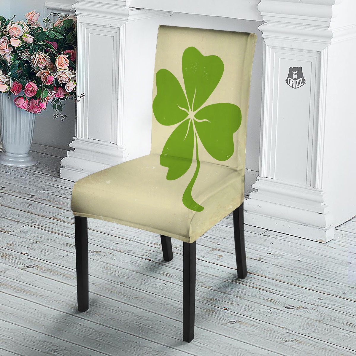 Four Leaf Clovers Irish Print Dining Chair Slipcover-grizzshop