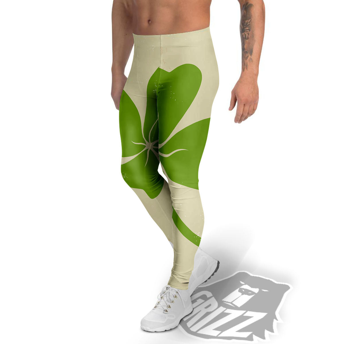 Four Leaf Clovers Irish Print Men's Leggings-grizzshop