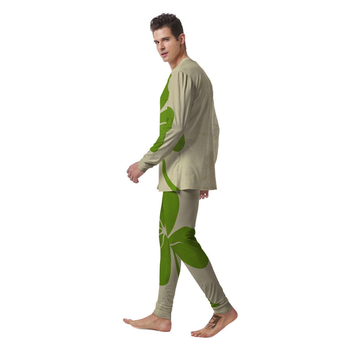 Four Leaf Clovers Irish Print Men's Pajamas-grizzshop