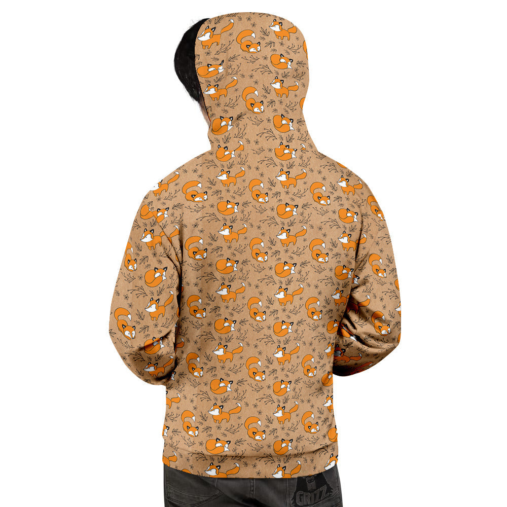 Fox Cartoon Print Pattern Men's Hoodie-grizzshop