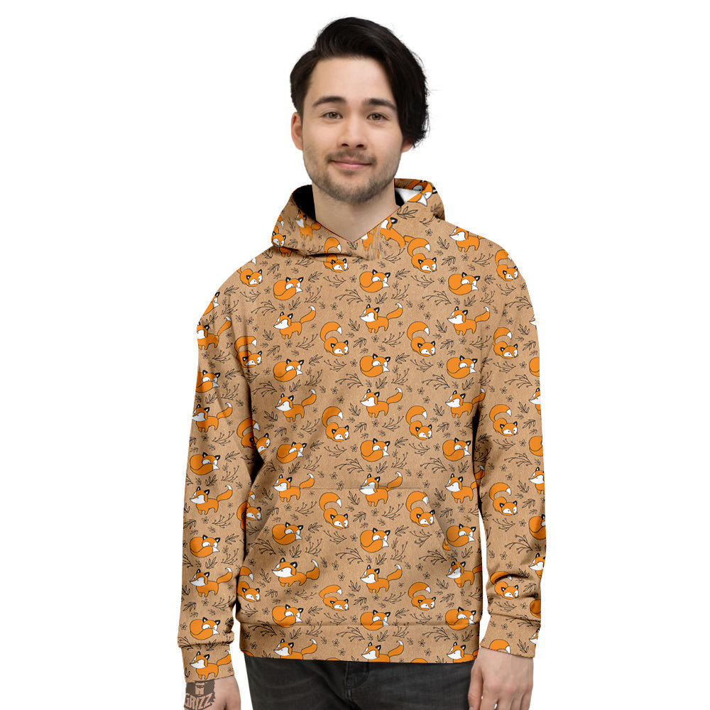 Fox Cartoon Print Pattern Men's Hoodie-grizzshop