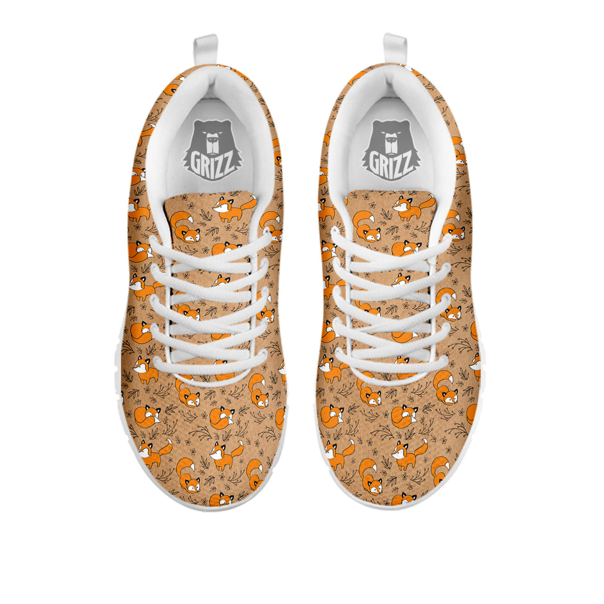 Fox Cartoon Print Pattern White Sneaker-grizzshop
