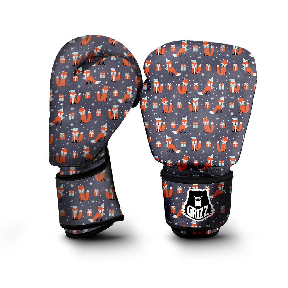 Fox Christmas Print Pattern Boxing Gloves-grizzshop