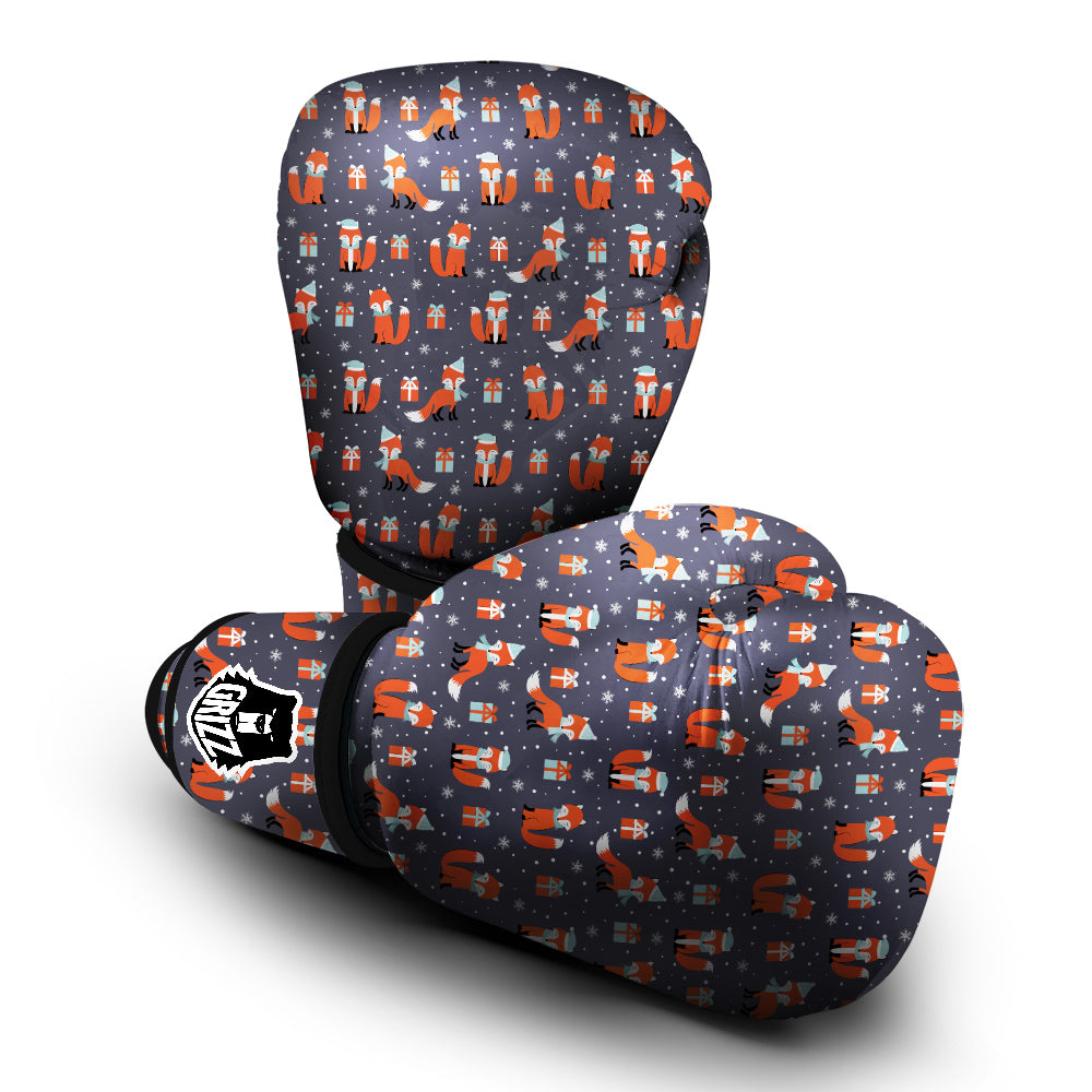 Fox Christmas Print Pattern Boxing Gloves-grizzshop