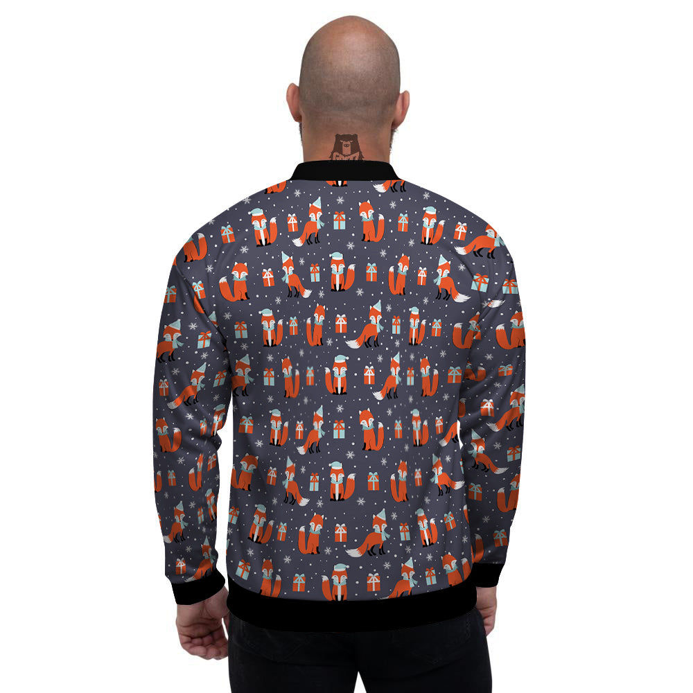 Fox Christmas Print Pattern Men's Bomber Jacket-grizzshop