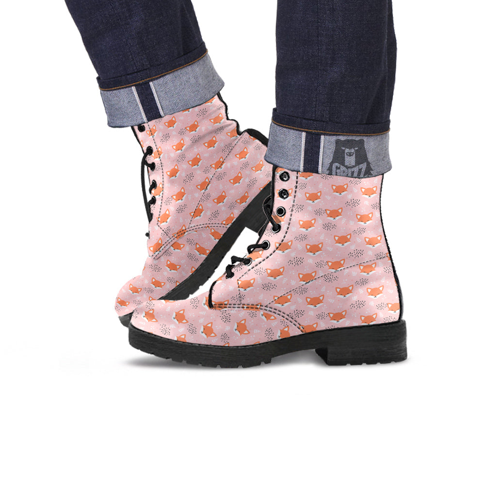 Fox Cute Print Pattern Leather Boots-grizzshop