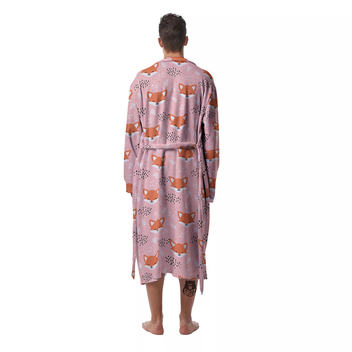 Fox Cute Print Pattern Men's Robe-grizzshop