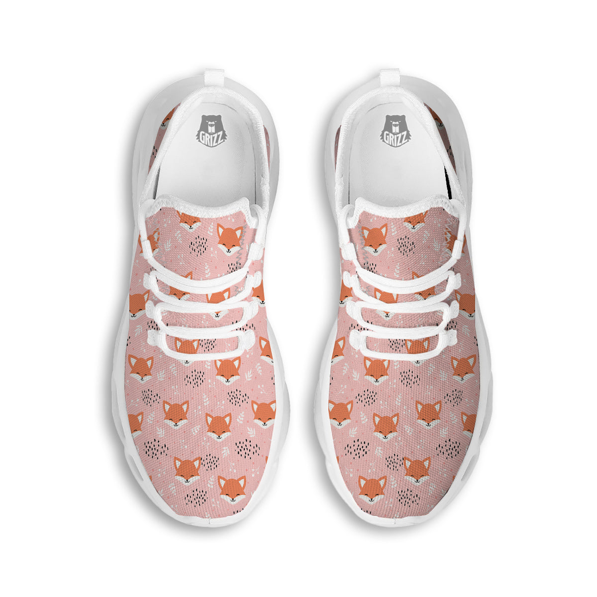 Fox Cute Print Pattern White Running Shoes-grizzshop