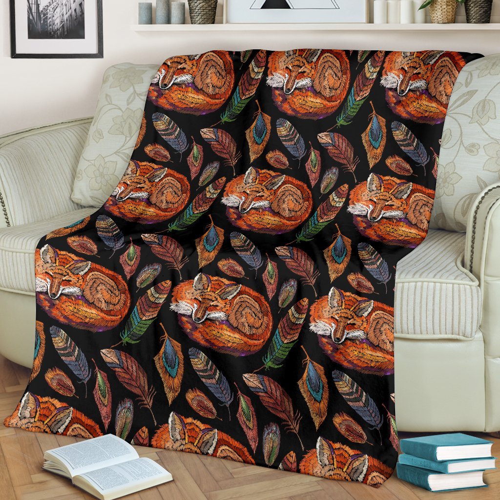 Fox Feather Pattern Print Blanket-grizzshop