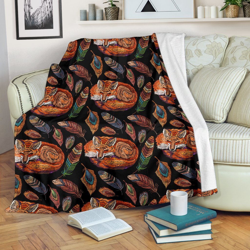 Fox Feather Pattern Print Blanket-grizzshop