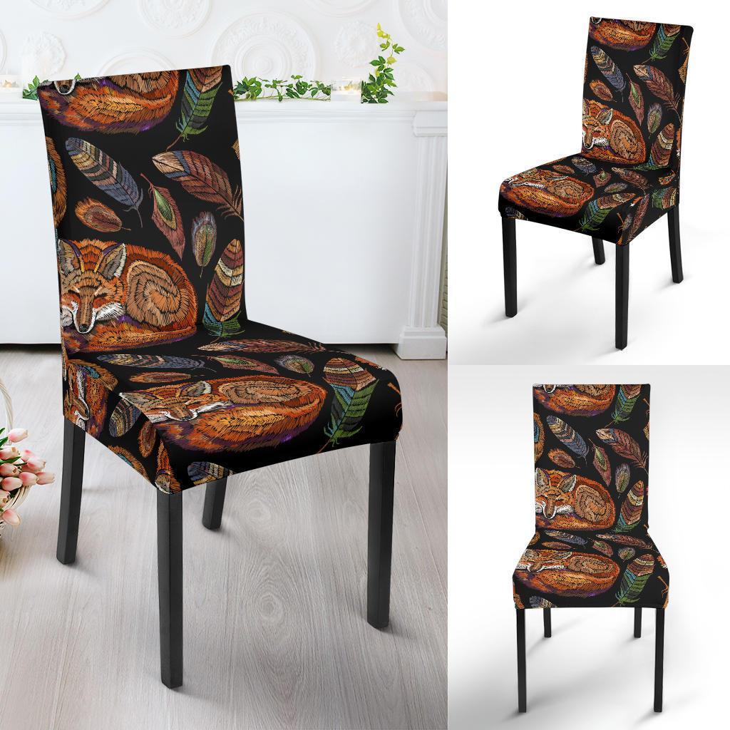 Fox Feather Pattern Print Chair Cover-grizzshop