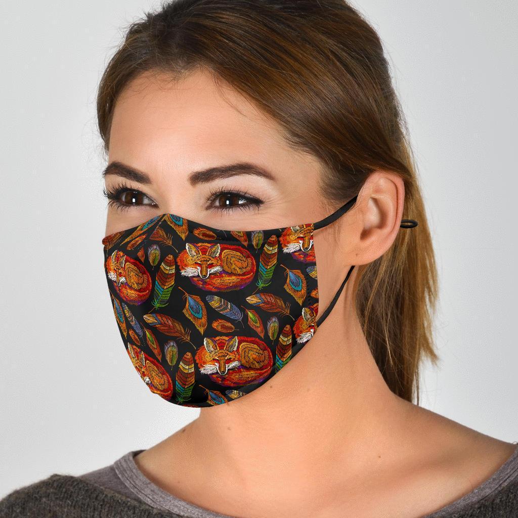 Fox Feather Pattern Print Face Mask-grizzshop