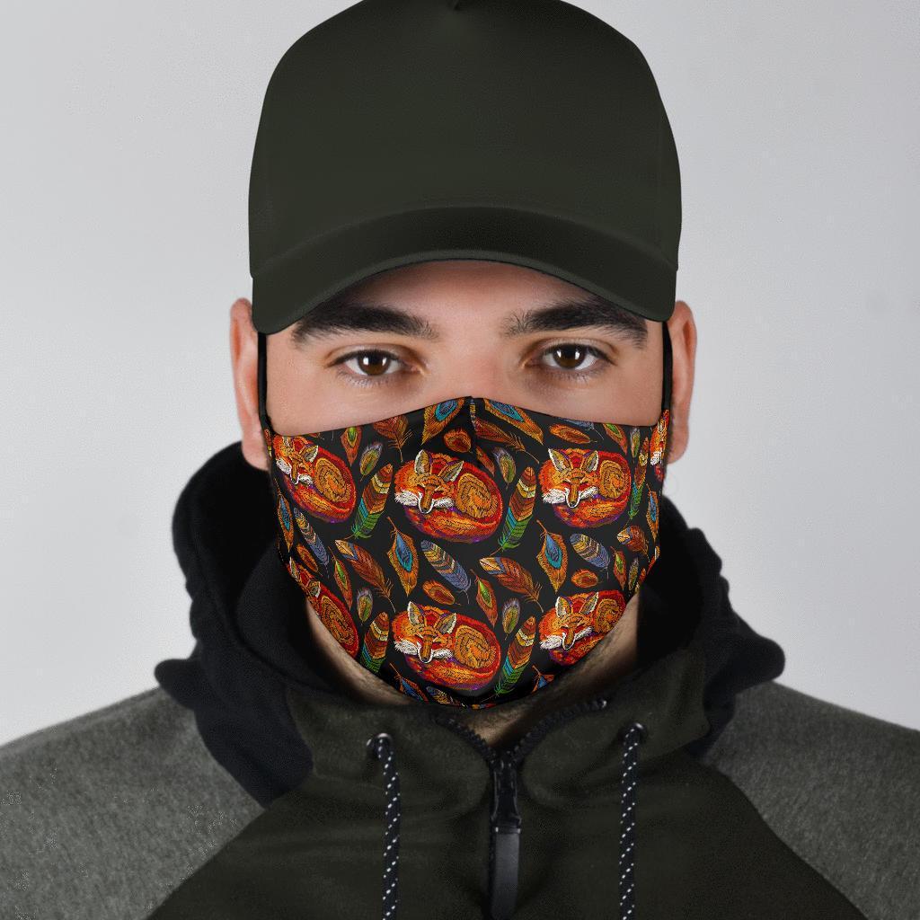 Fox Feather Pattern Print Face Mask-grizzshop