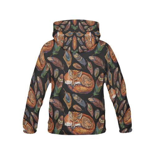 Fox Feather Pattern Print Men Pullover Hoodie-grizzshop