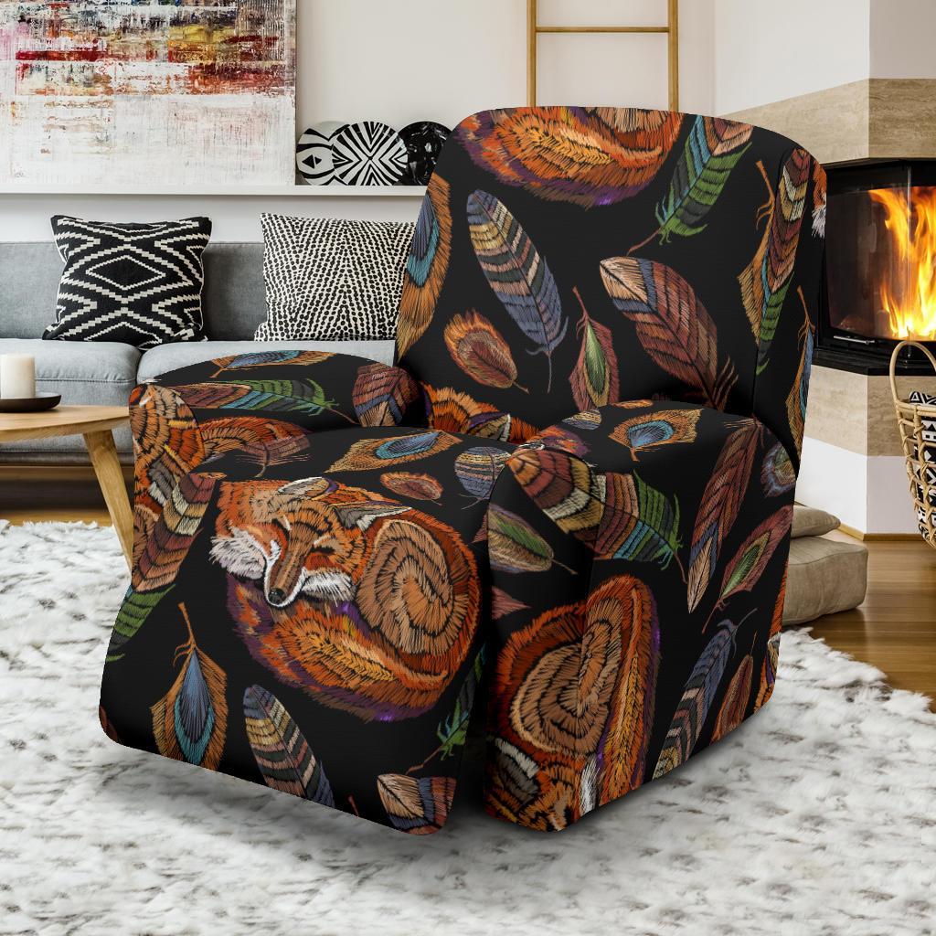 Fox Feather Pattern Print Recliner Cover-grizzshop