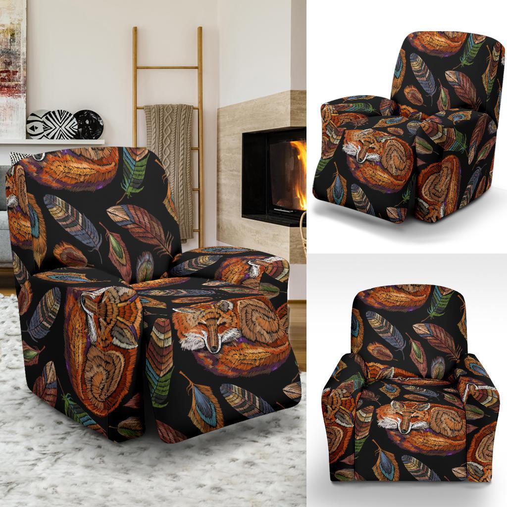 Fox Feather Pattern Print Recliner Cover-grizzshop