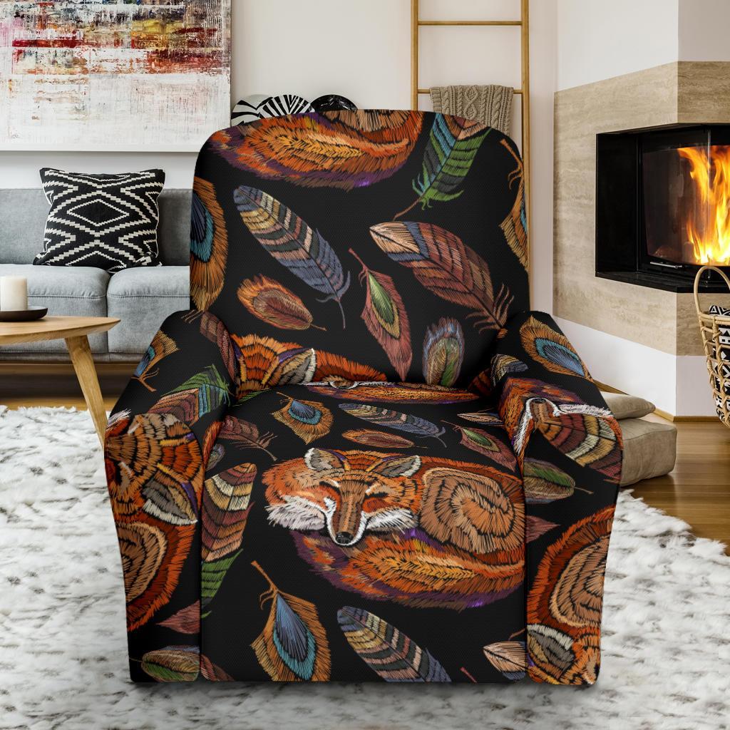 Fox Feather Pattern Print Recliner Cover-grizzshop