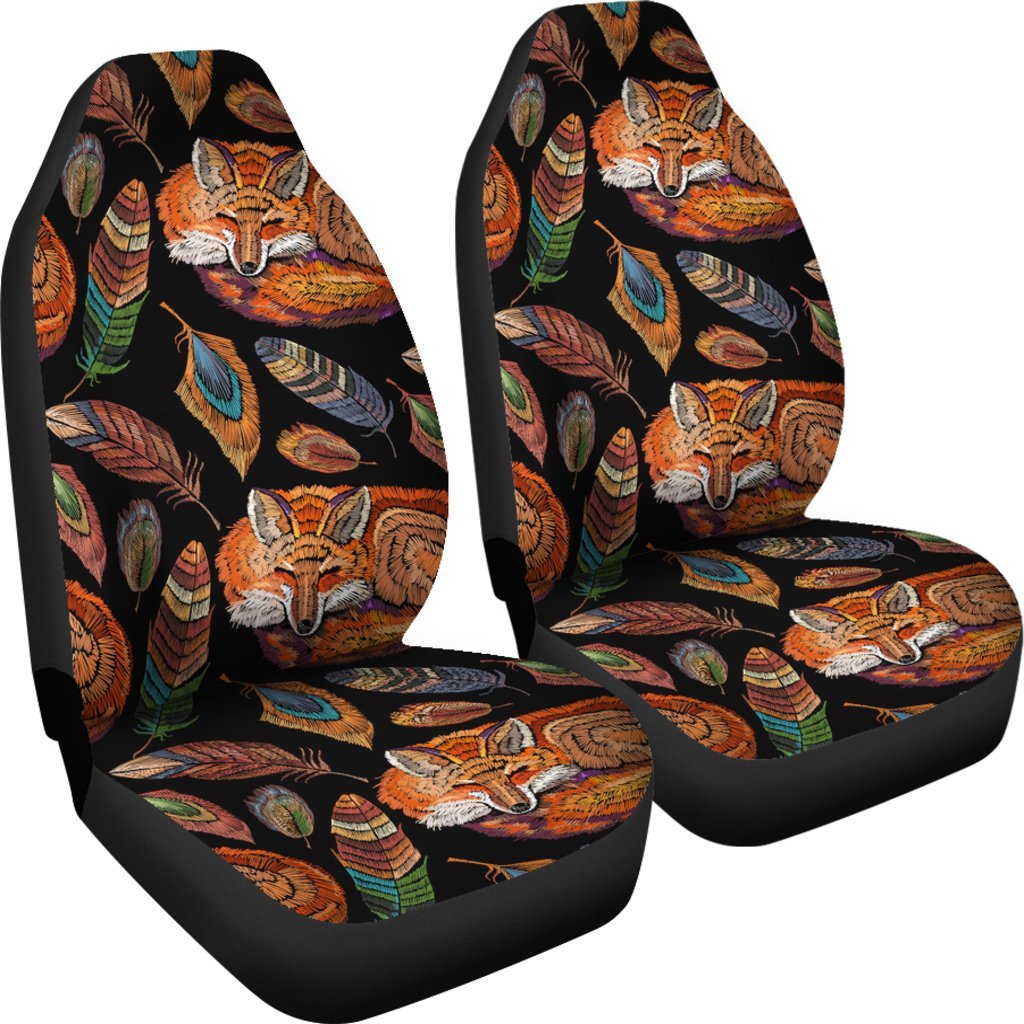 Fox Feather Pattern Print Universal Fit Car Seat Cover-grizzshop