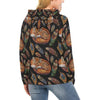 Fox Feather Pattern Print Women Pullover Hoodie-grizzshop